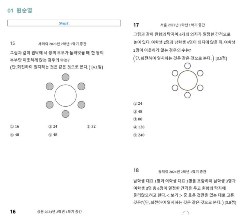 개구리친구 2025 내신대비 확률과 통계 01.순열과 조합-원순열